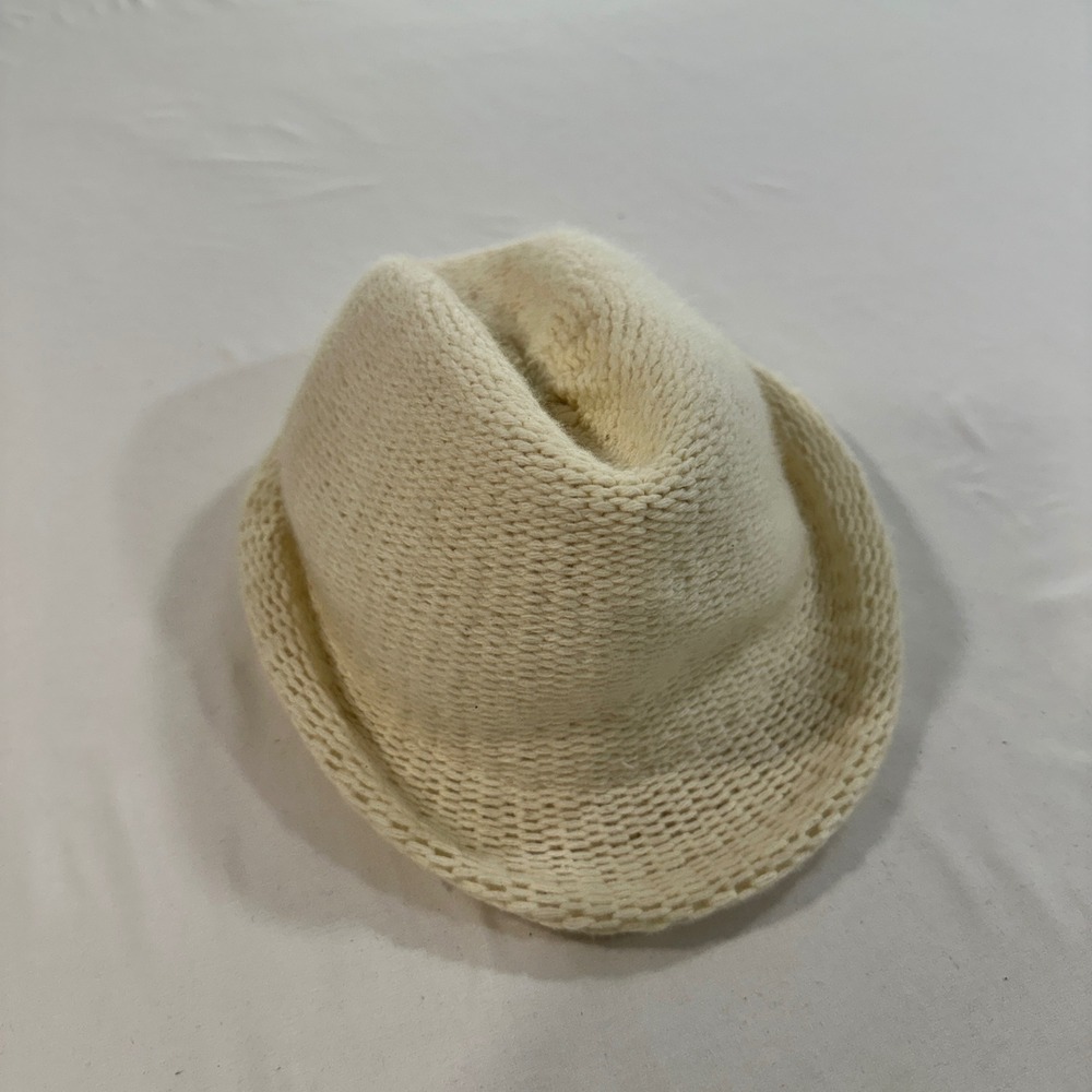 Vintage 90s Jeffrey Lawrence Bentley Mohair Angora Wool Fedora Hat Italy Cream